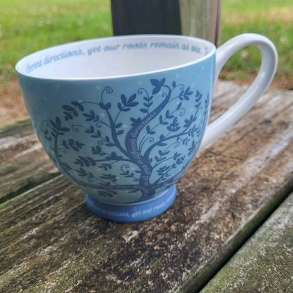 Other - Coffee cup bone China mug with family quote and tree blue coffee cup